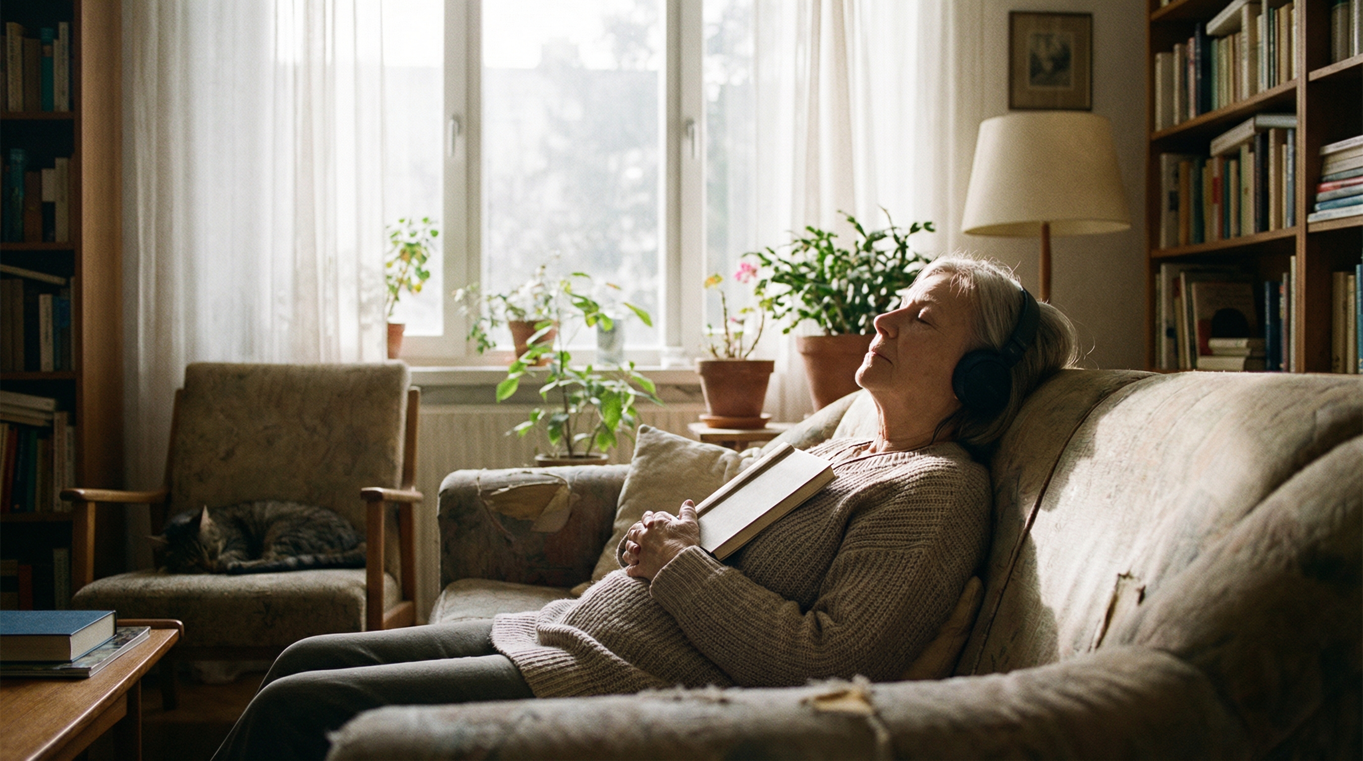 Khoảnh khắc nghỉ ngơi giữa ngày khi nghe truyện audio