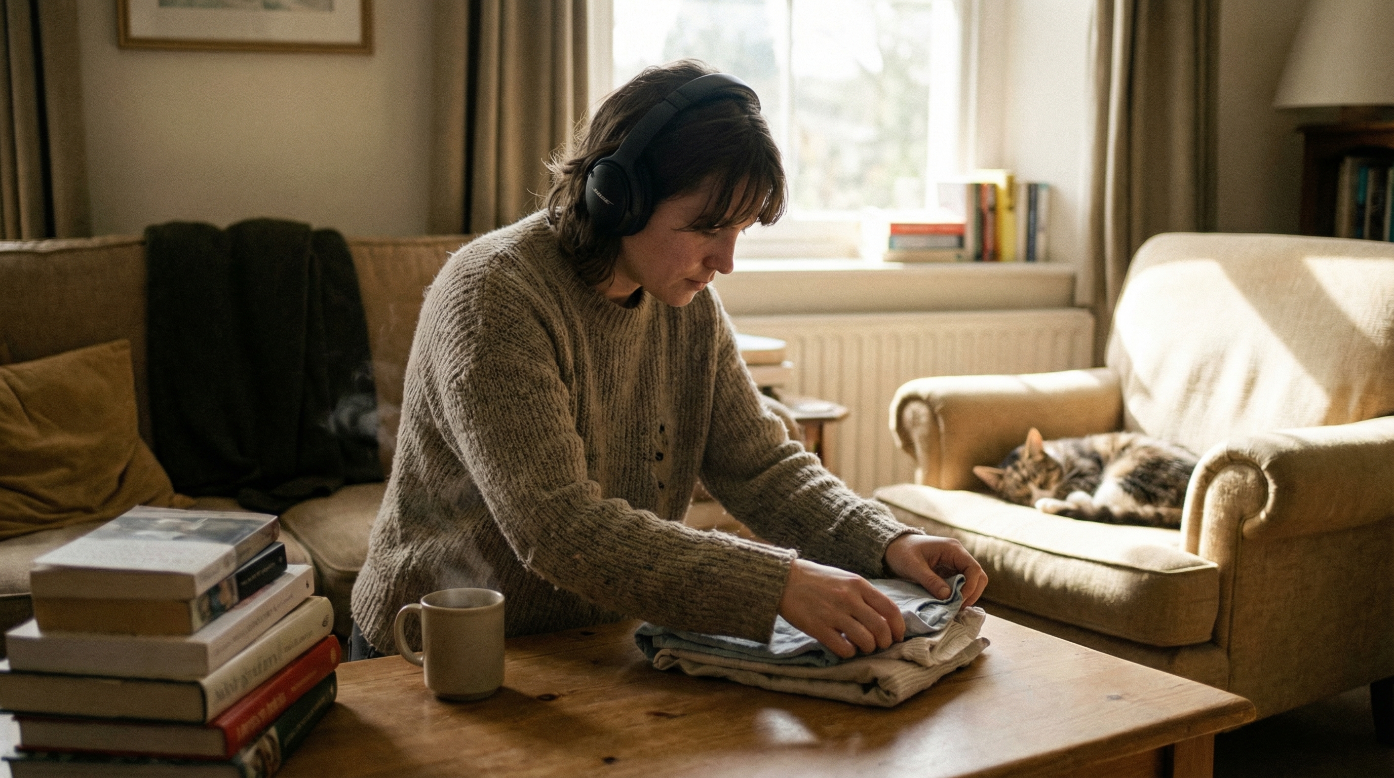 Khoảnh khắc thư giãn khi vừa làm việc nhà vừa nghe truyện audio