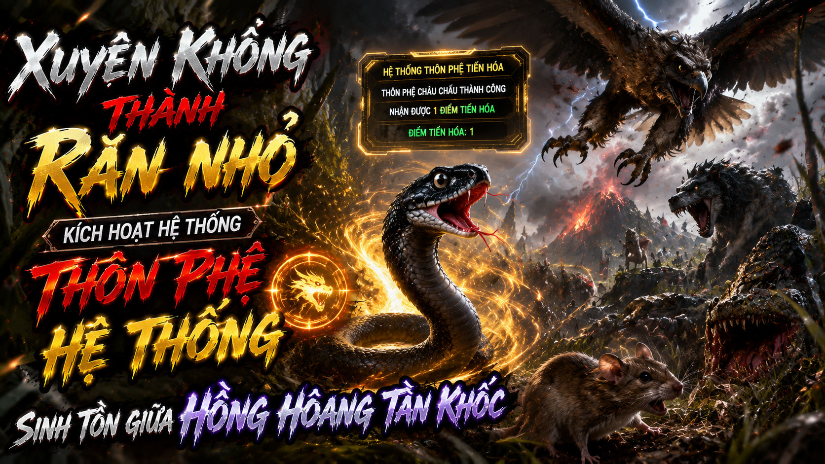 Xuyên Không Thành Rắn Nhỏ Kích Hoạt Hệ Thống Thôn Phệ Sinh Tồn Giữa Hồng Hoang Tàn Khốc thumbnail