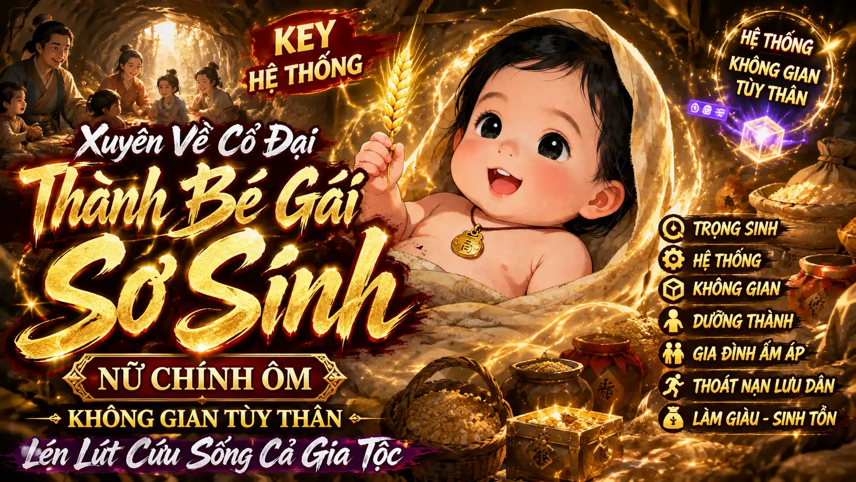 Xuyên Về Cổ Đại Thành Bé Gái Sơ Sinh Nữ Chính Ôm Không Gian Tùy Thân Lén Lút Cứu Sống Cả Nhà thumbnail