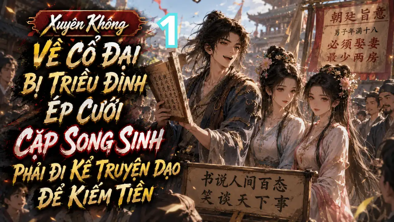 Xuyên Không Về Cổ Đại Bị Triều Đình Ép Cưới Cặp Song Sinh, Phải Đi Kể Truyện Dạo Để Kiếm Tiền thumbnail