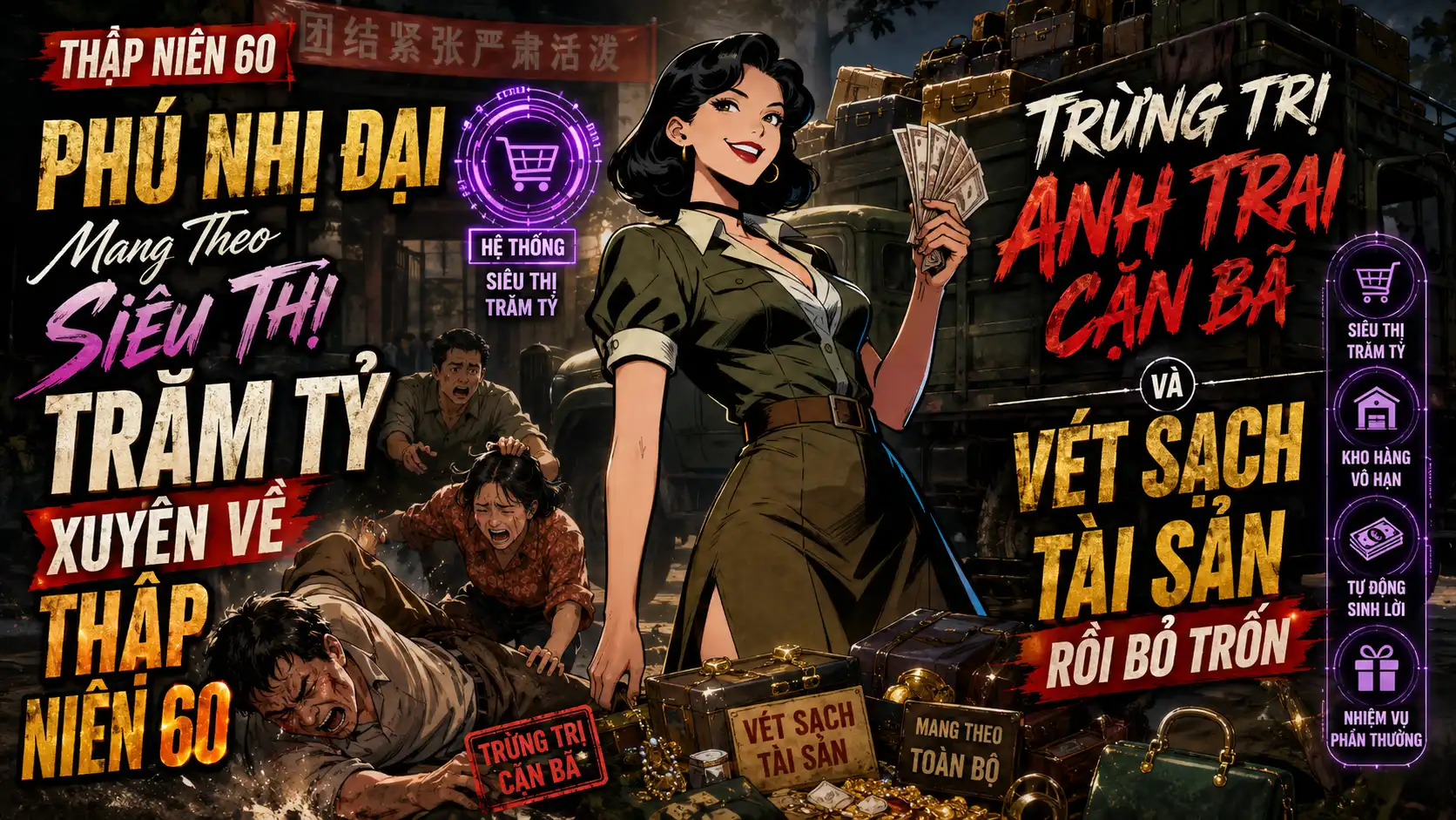 PHÚ NHỊ ĐẠI MANG THEO SIÊU THỊ TRĂM TỶ XUYÊN VỀ THẬP NIÊN 60 TRỪNG TRỊ ANH TRAI CẶN BÃ thumbnail